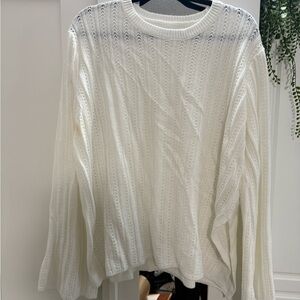 Cream Pleated Long Sleeve Blouse
